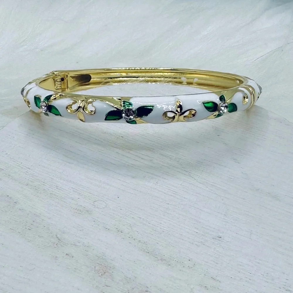 BOGO Free Flower Enamel Cloisonne Bracelet Bangle Set 1